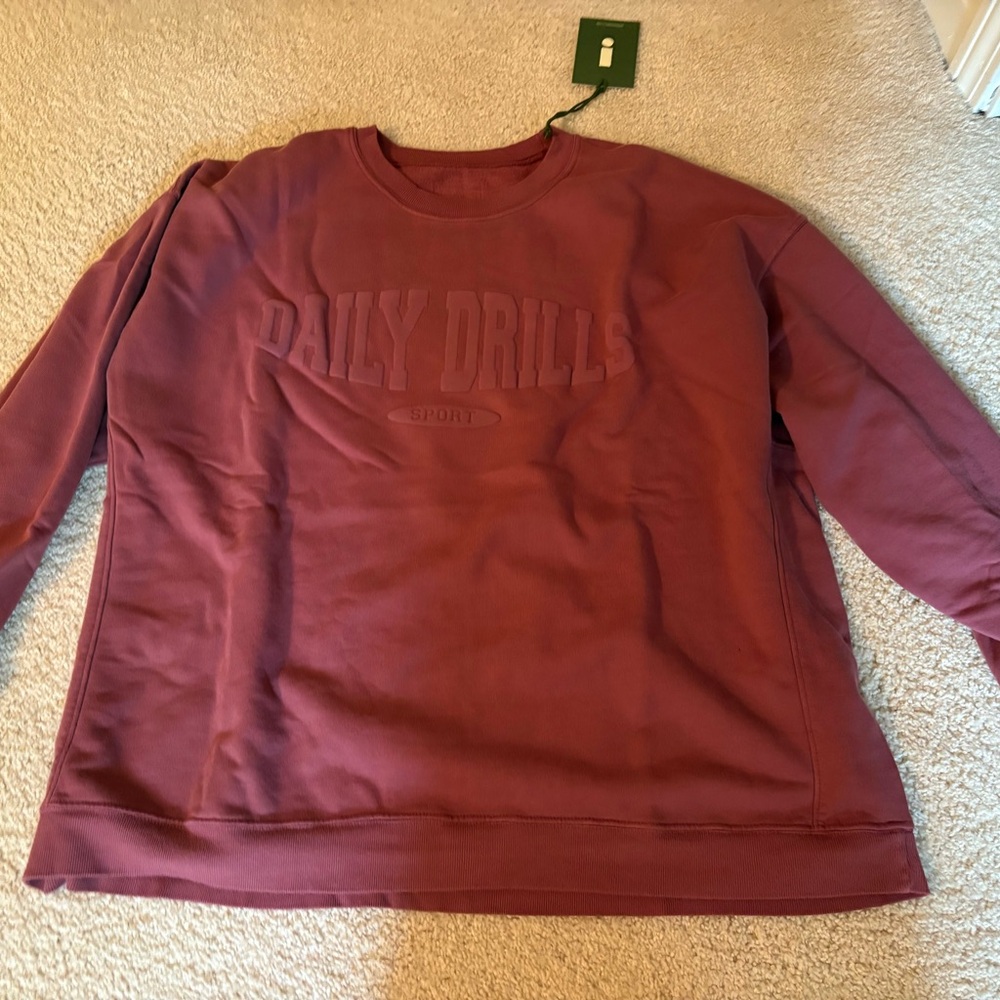 Daily Drills Oversized Sport Crew and Super Shorts - wine with monochrome patch